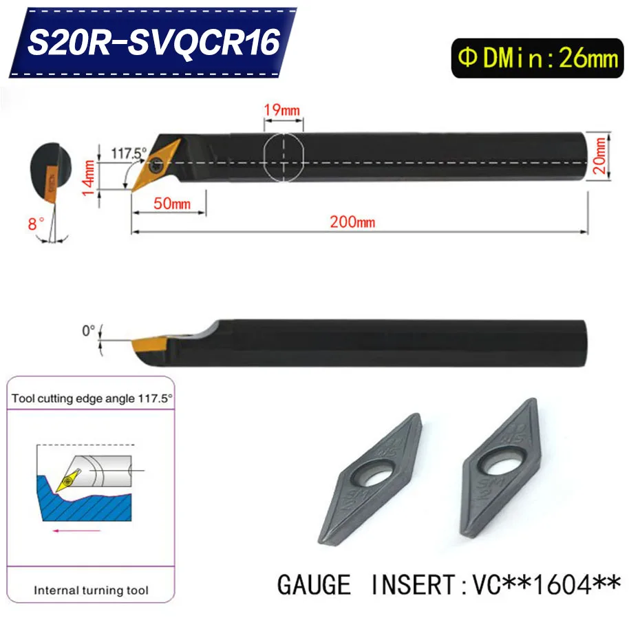 1pcs S20R-SVUCR16 CNC machine tools Inner bore turning tool holder of VC**1604